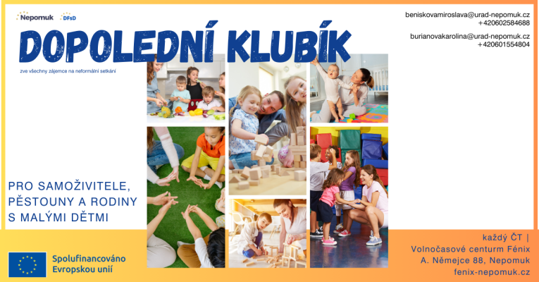 Plakát k aktivitě dopolední klubík